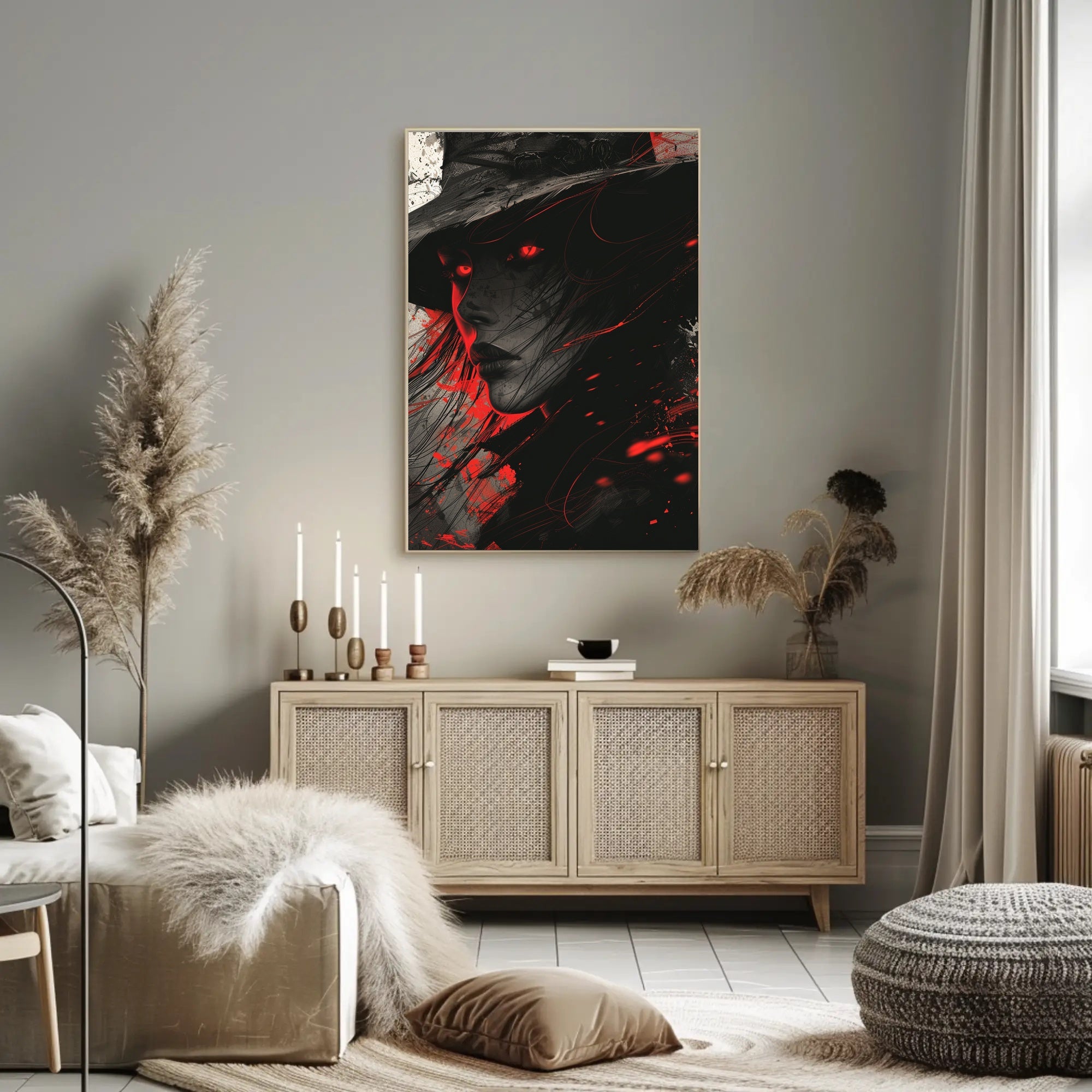 Mystical Winter Fox on Serene Mountain Cliff PosterGoat