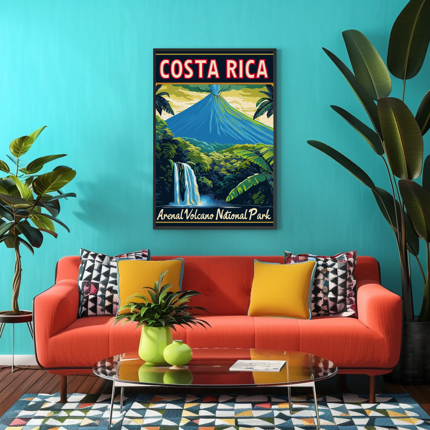 Costa Rica Arenal Volcano National Park Vintage Style Poster