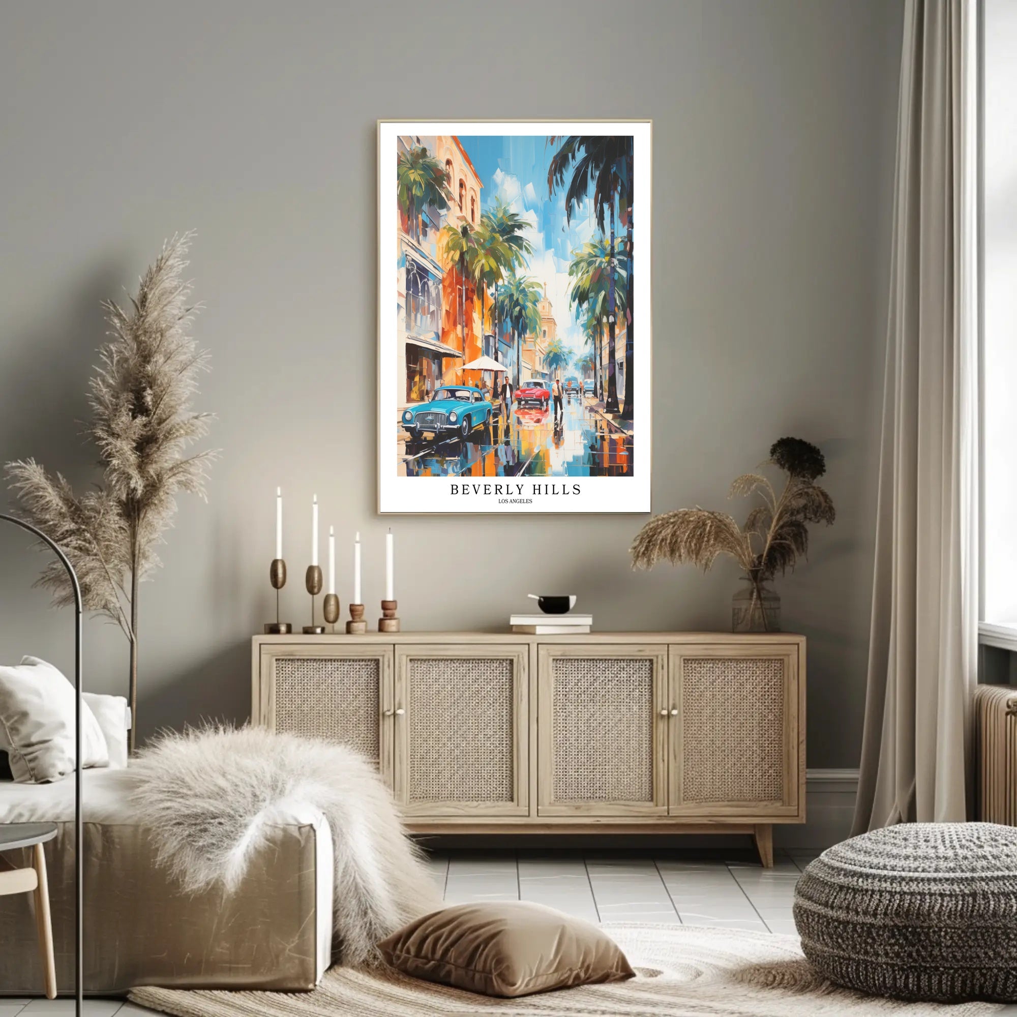 Beverly Hills Vibrant Scene Urban or Cityscape Poster PosterGoat