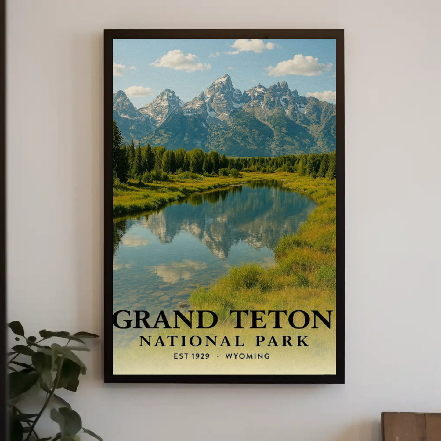 Grand Teton National Park River Mountains Travel Poster