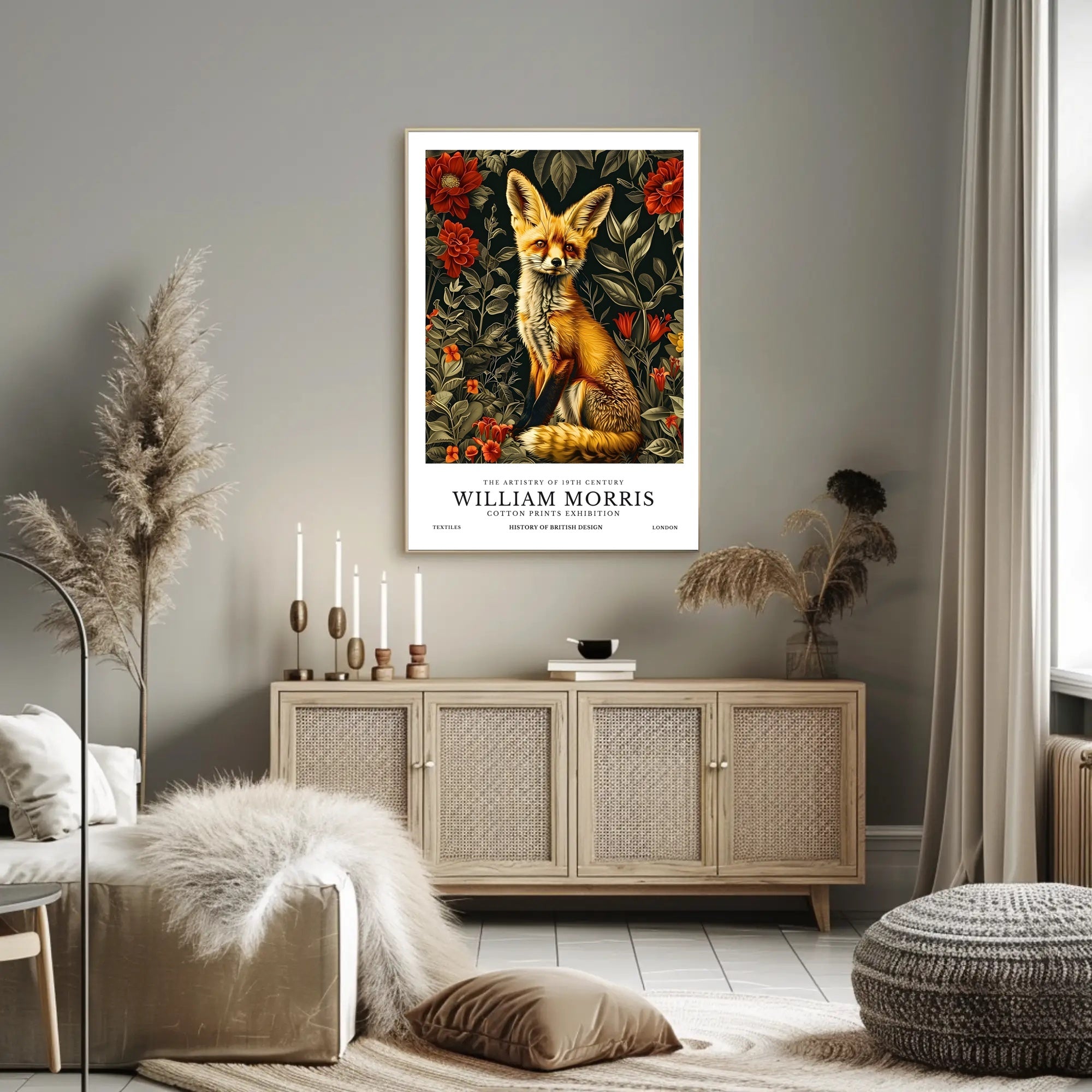 Artistic Fox with Floral Patterns: Abstract or Artistic Poster