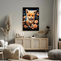 Enchanted Fox Blooming Forest Whimsical Nature Lovers Art Inspiring Spring Scene Colorful Blooms Poster