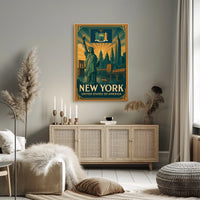 New York City Poster Vintage Iconic Travel Wall Art