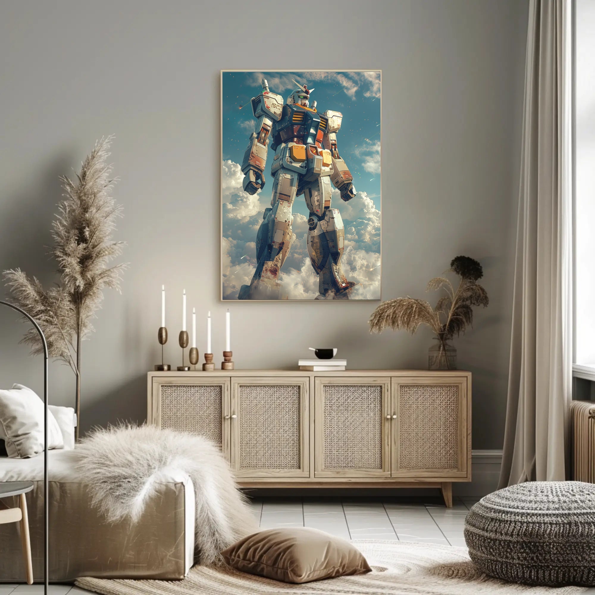 Colossal Mecha in the Sky Wall Art Poster PosterGoat