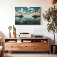 Surreal Reflection: Artistic Poster with Contemplative Figure