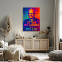 Dwight D. Eisenhower 34th President of the United States Neon Gradient Overlay Poster