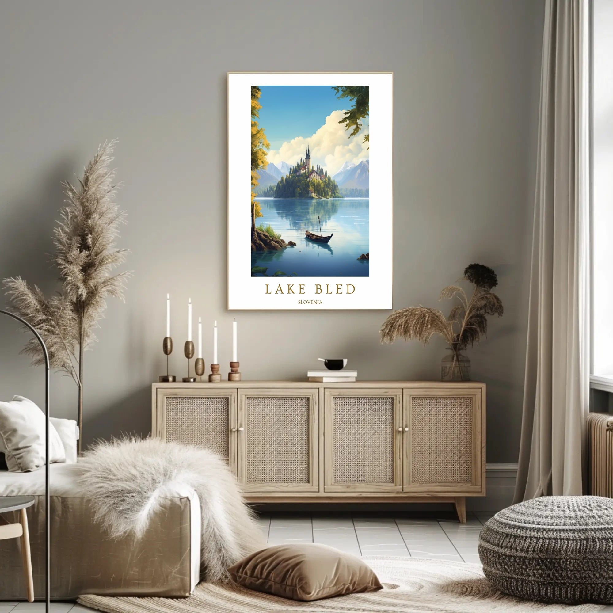Scenic Beauty of Lake Bled Poster PosterGoat