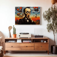 Surrealistic Abstract Art Dreamscape with Black Suit Figure Poster