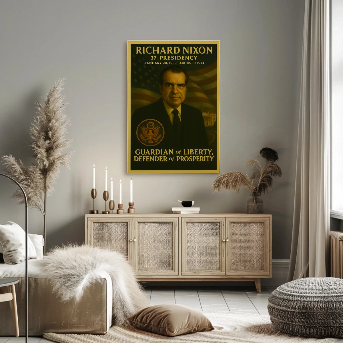 Richard Nixon Presidential Era Art Print Historical Poster
