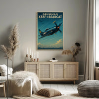 Grumman Bearcat Aviation Poster Vintage Plane Art