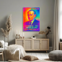 Lyndon B. Johnson 36th President of the United States Neon Gradient Overlay Poster