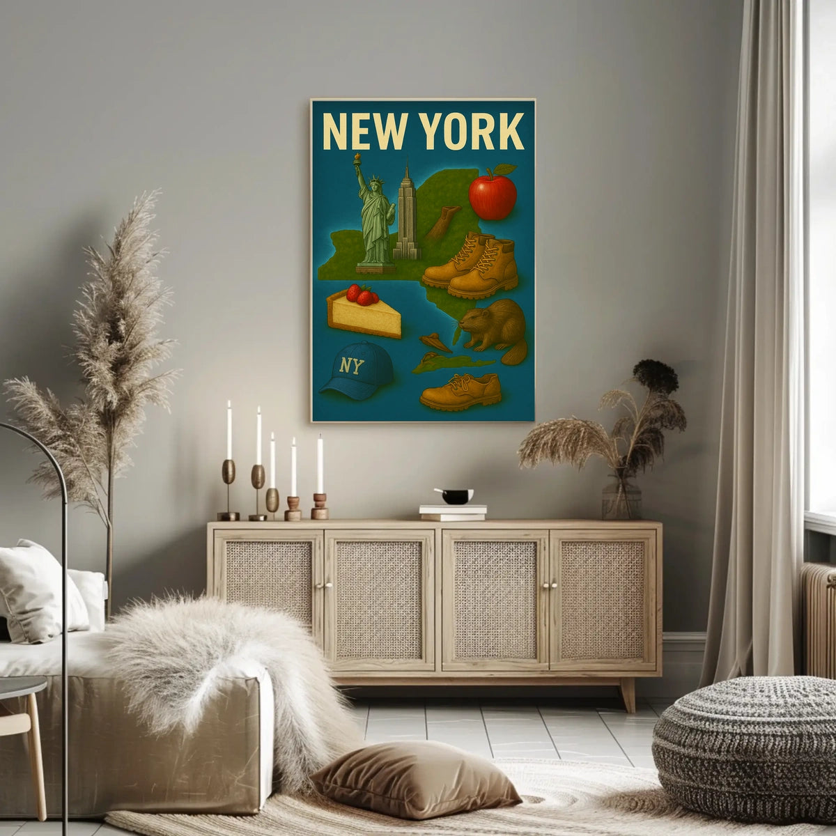 New York Nostalgia Cityscape Poster Vintage Wall Art
