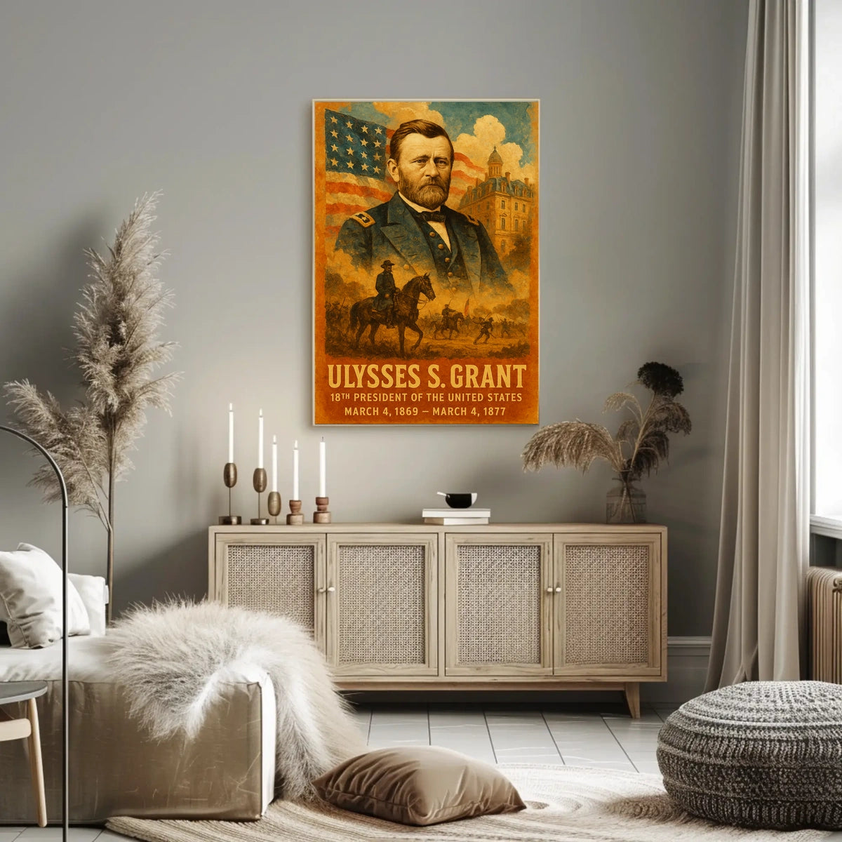 Ulysses S. Grant 18th President of the United States Layered Digital Collage Poster