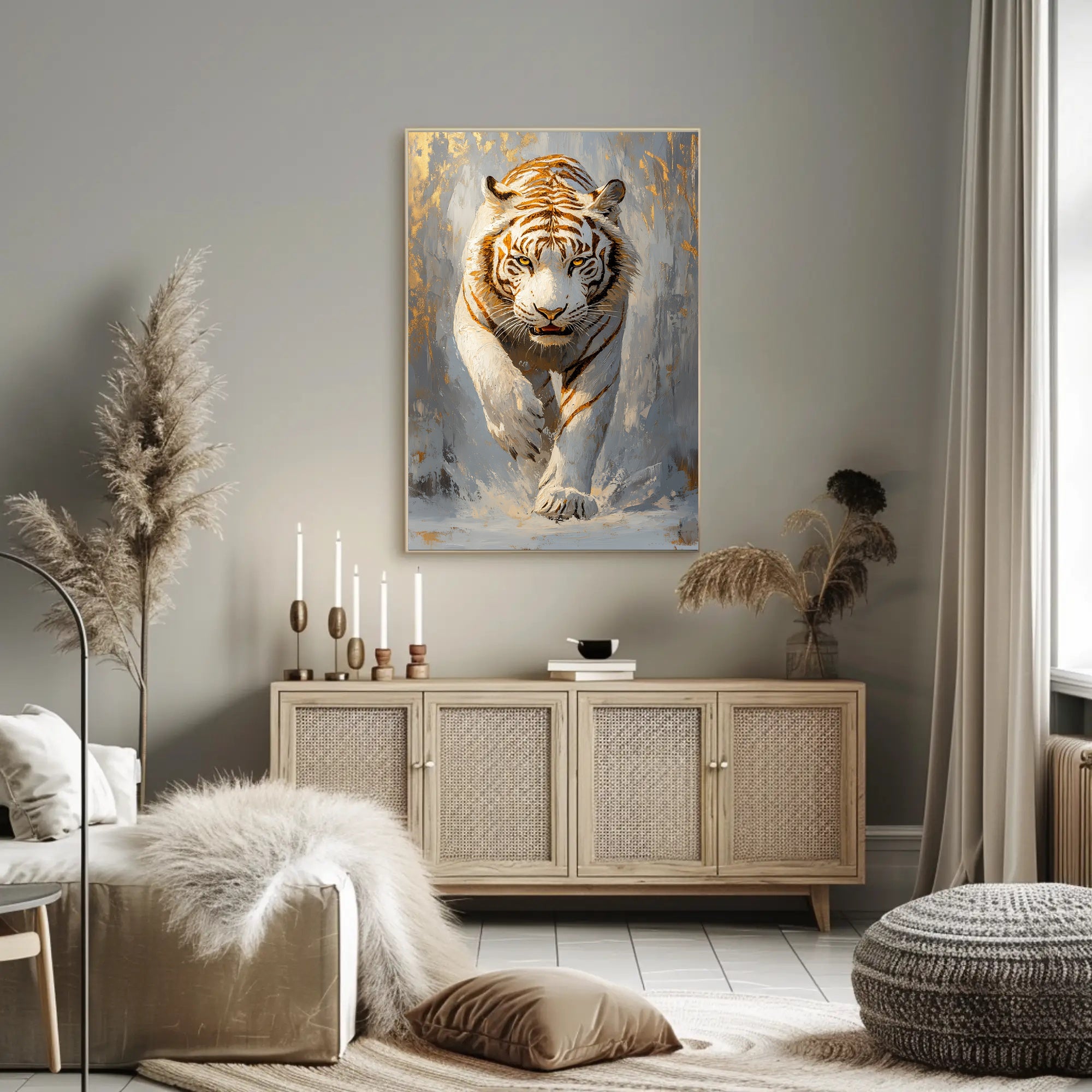Majestic White Tiger Artistic Animal Poster