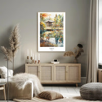 Nara Landscape with Deer in Autumn Travel Poster PosterGoat