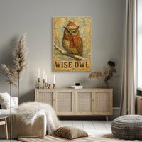 Forest Owl Watercolor Landscape Scene Nature Woodland Habitat Decor Poster
