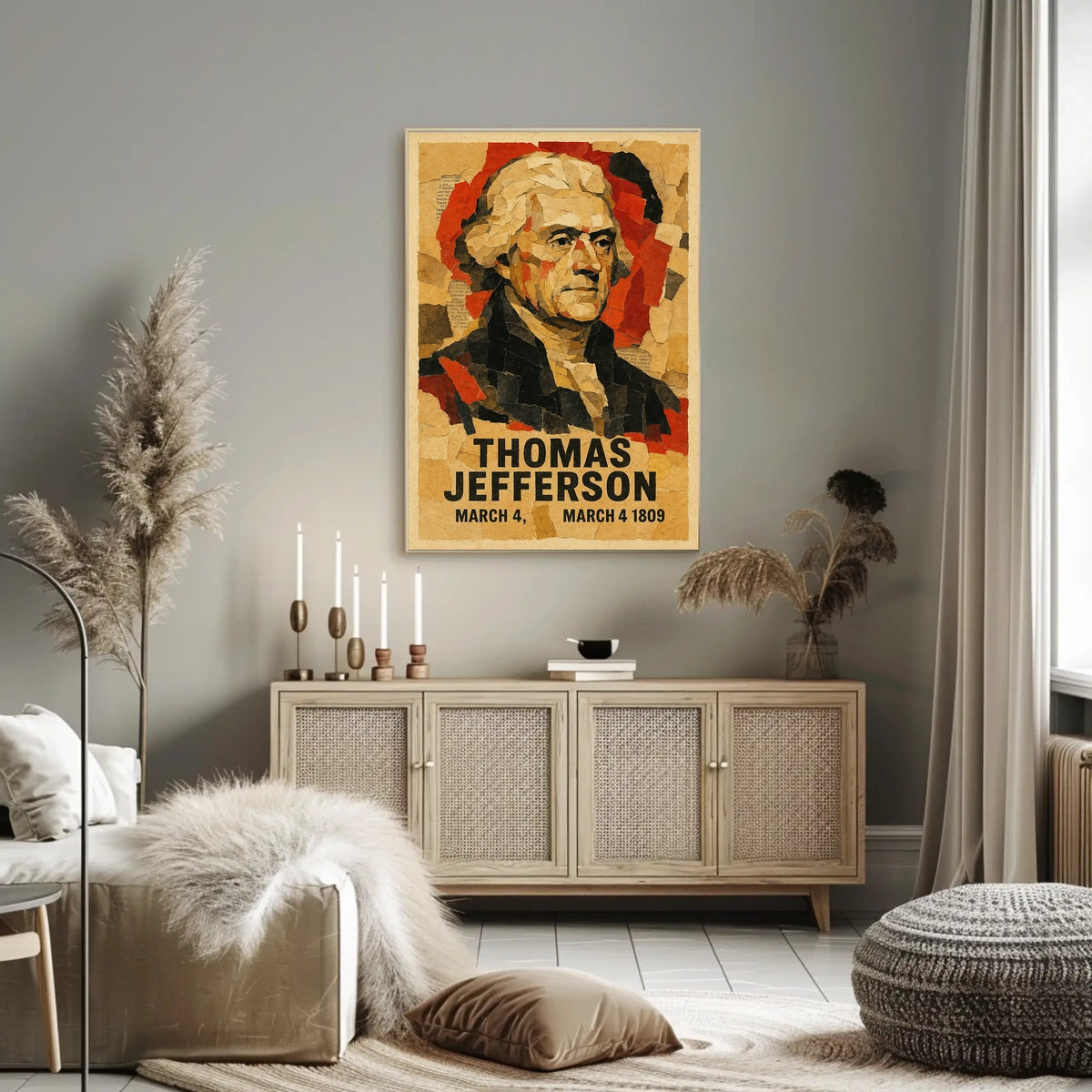 Thomas Jefferson 3rd President of the United States Layered paper Collage Poster