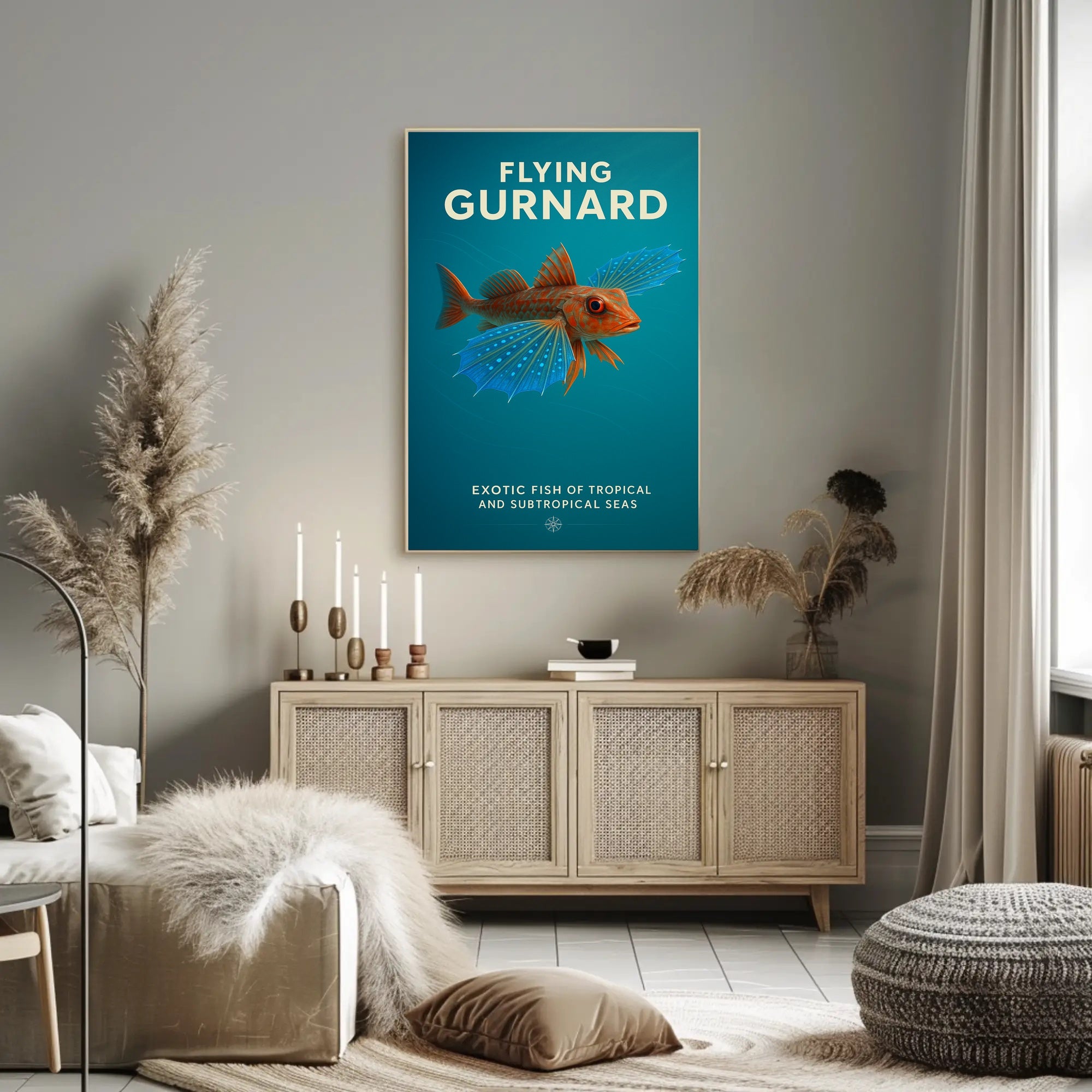 Flying Gurnard Marine Life Educational Poster PosterGoat