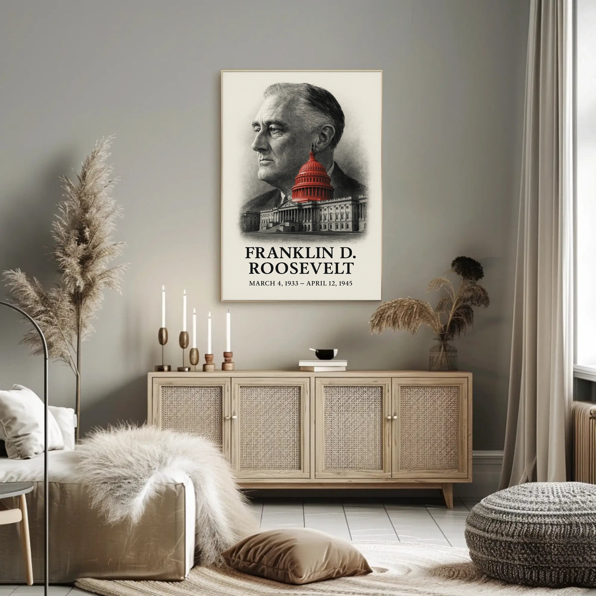 Franklin D. Roosevelt 32nd President of the United States Reflections Poster