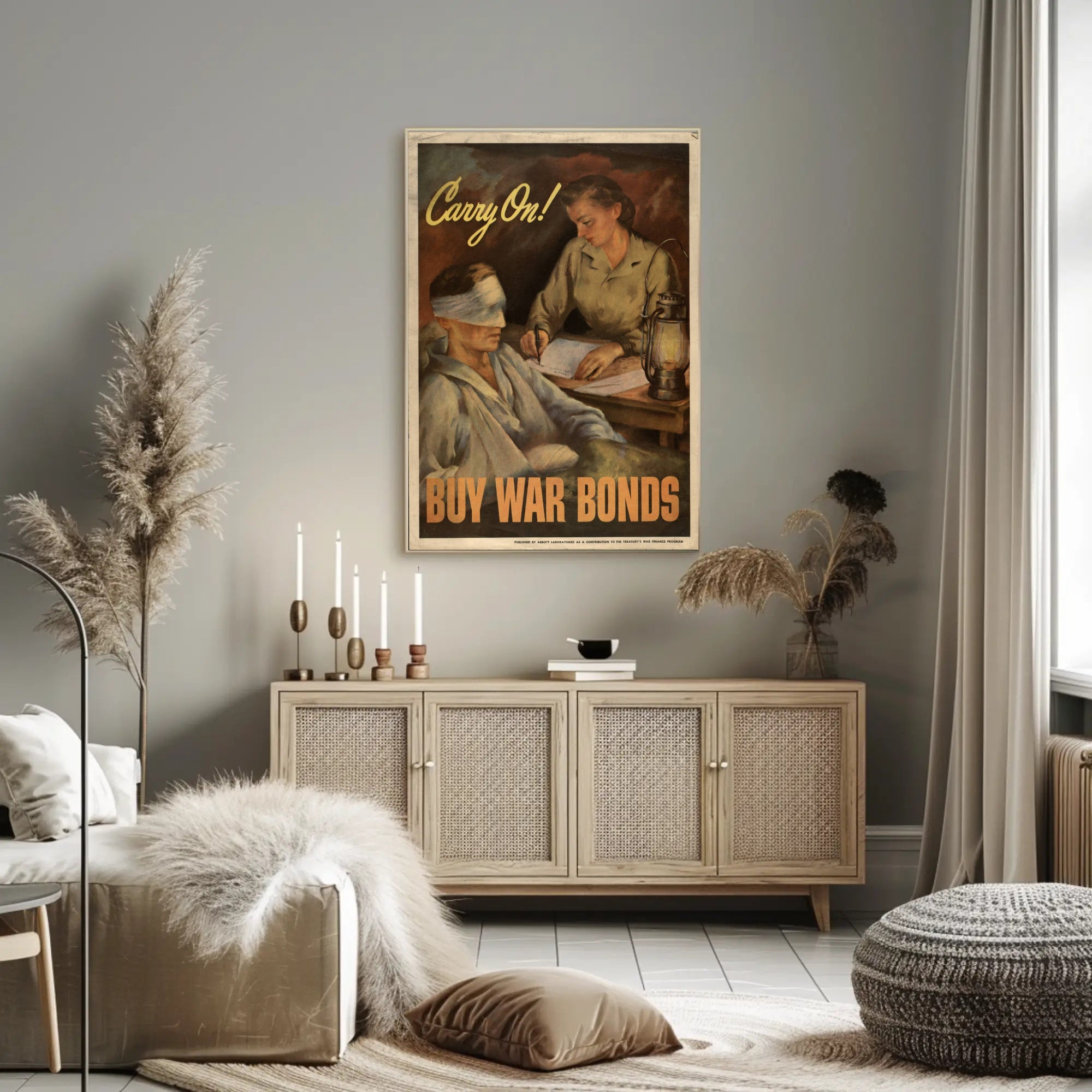 Carry On! Buy War Bonds Poster PosterGoat