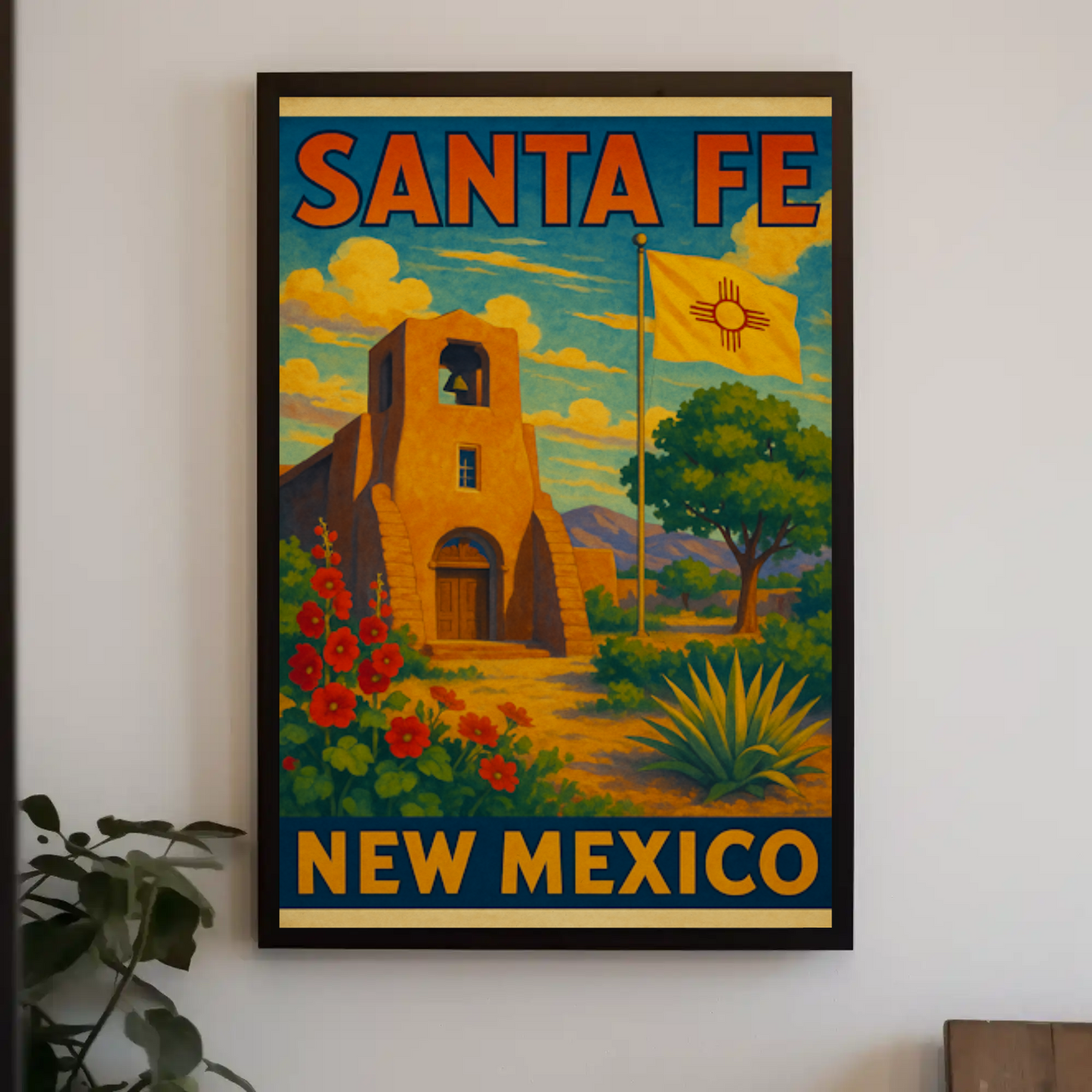 Santa Fe Adobe Charm, Mid-Century Travel Poster