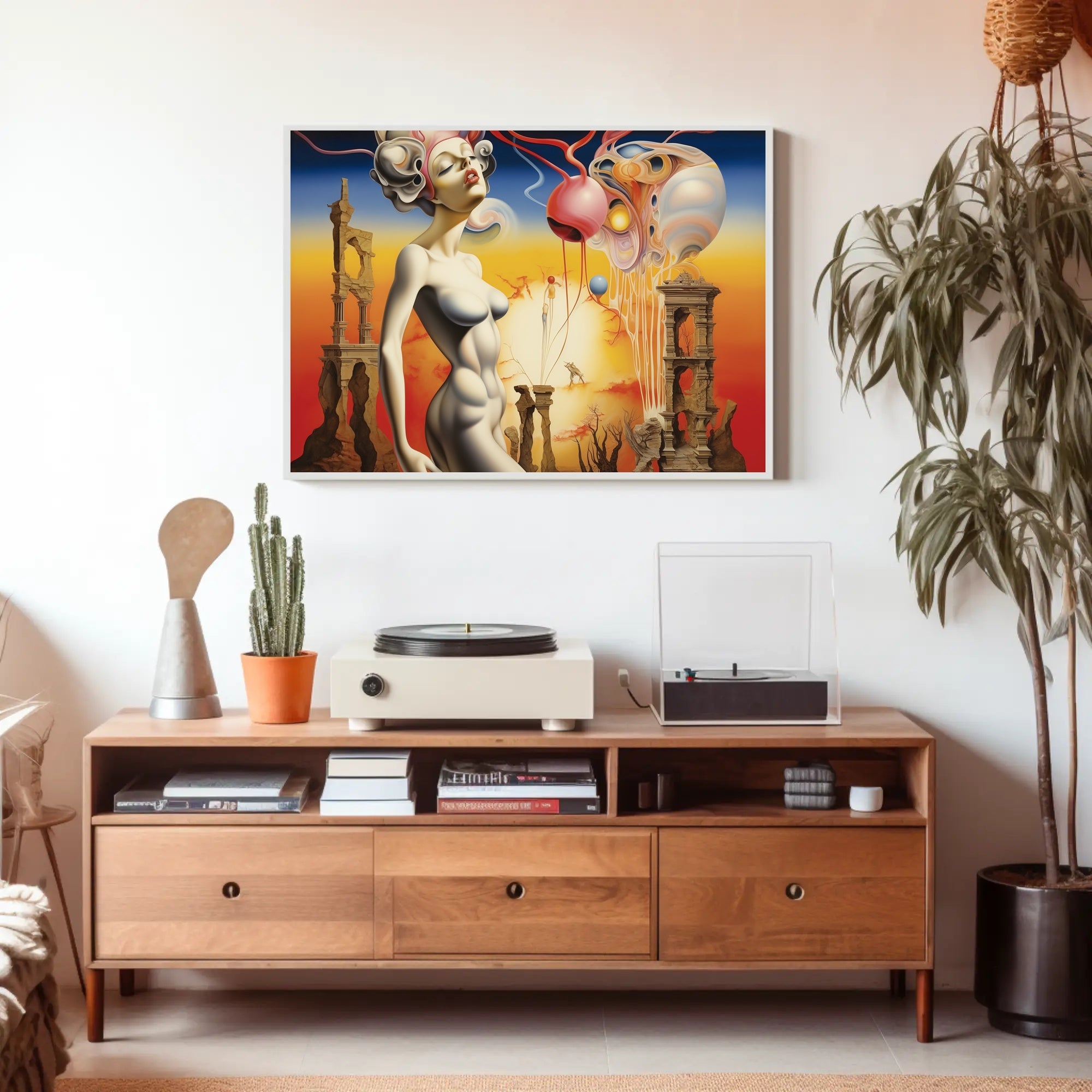 Surreal Dreamscape with Futuristic Figure - Abstract or Artistic Poster