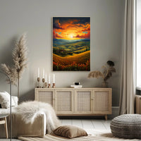 Sunset Over Rolling Hills Poster