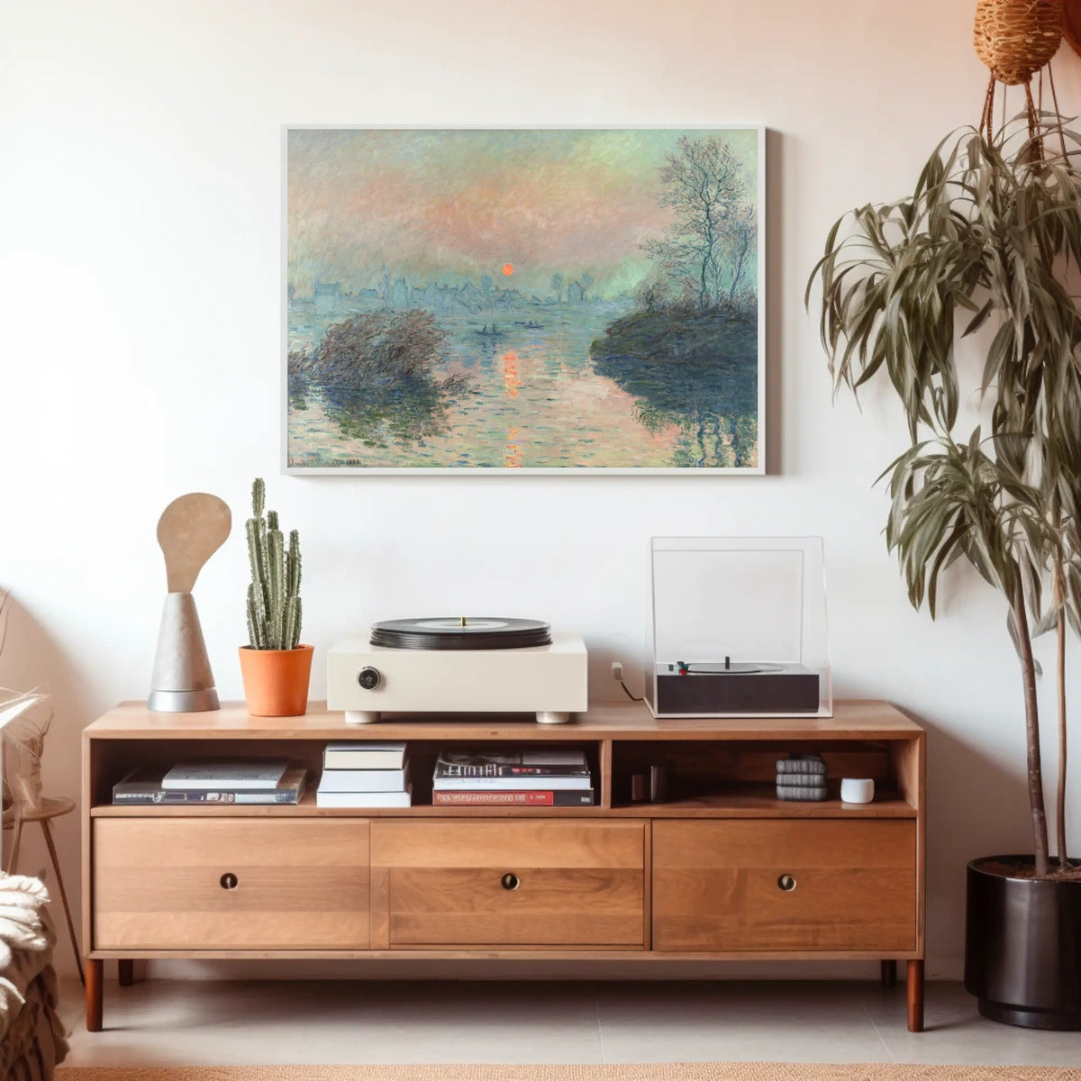 Serene European River Scene at Sunset Artistic Poster