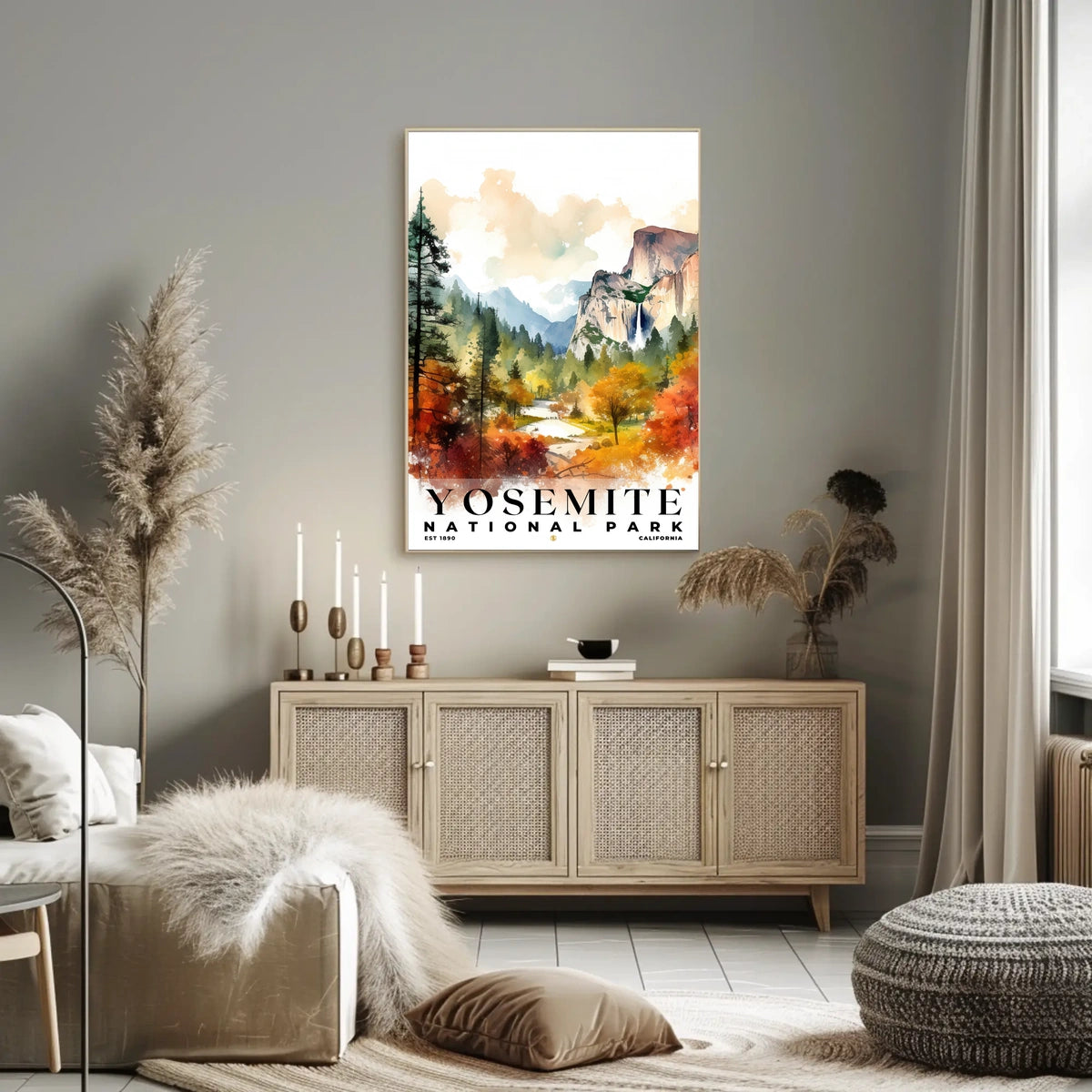 Yosemite Watercolor Wall Art Poster
