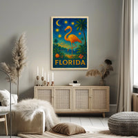 Florida Flamingo Tropical Travel Poster