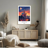 Moscow Nightscape Illustration: Enchanting Urban Cityscape Poster