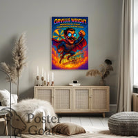 Orville Wright Comic Superhero Aviation Poster