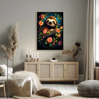 Enchanted Sloth In Bloom Poster
