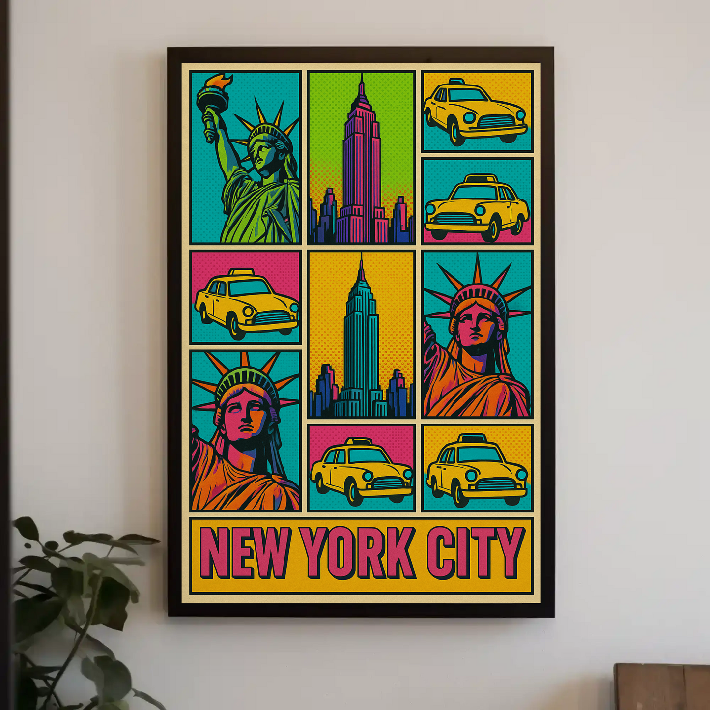 Vibrant New York City Icons Pop Art Travel Poster