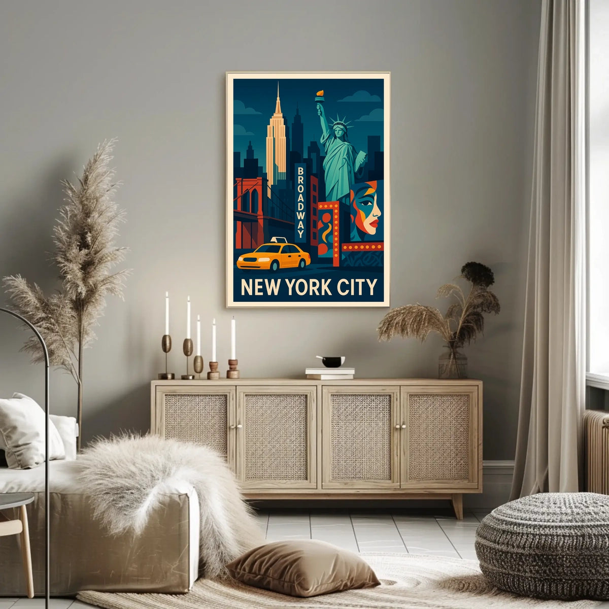 New York City Vibrant Urban Art Poster Abstract Wall Art