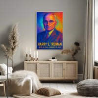 Harry S. Truman 33rd President of the United States Neon Gradient Overlay Poster