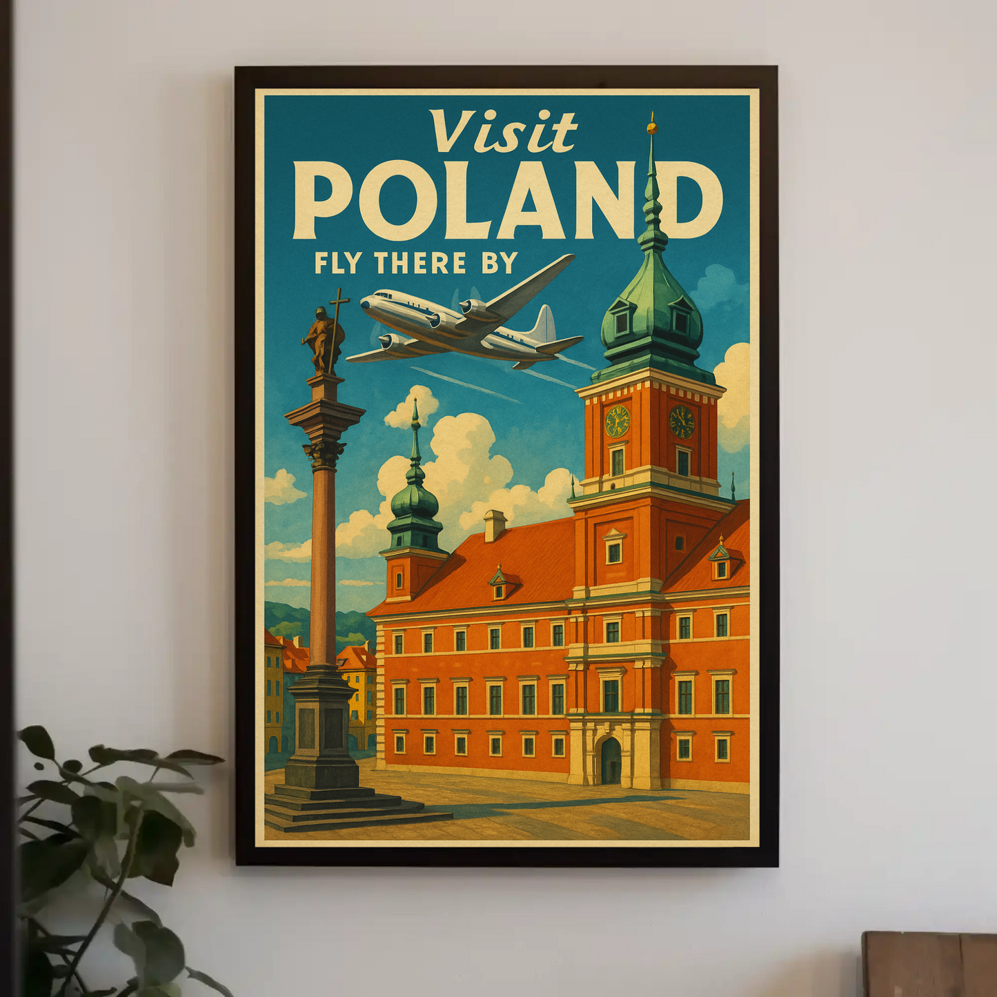 Visit Poland Historic Castle Flight Travel Poster