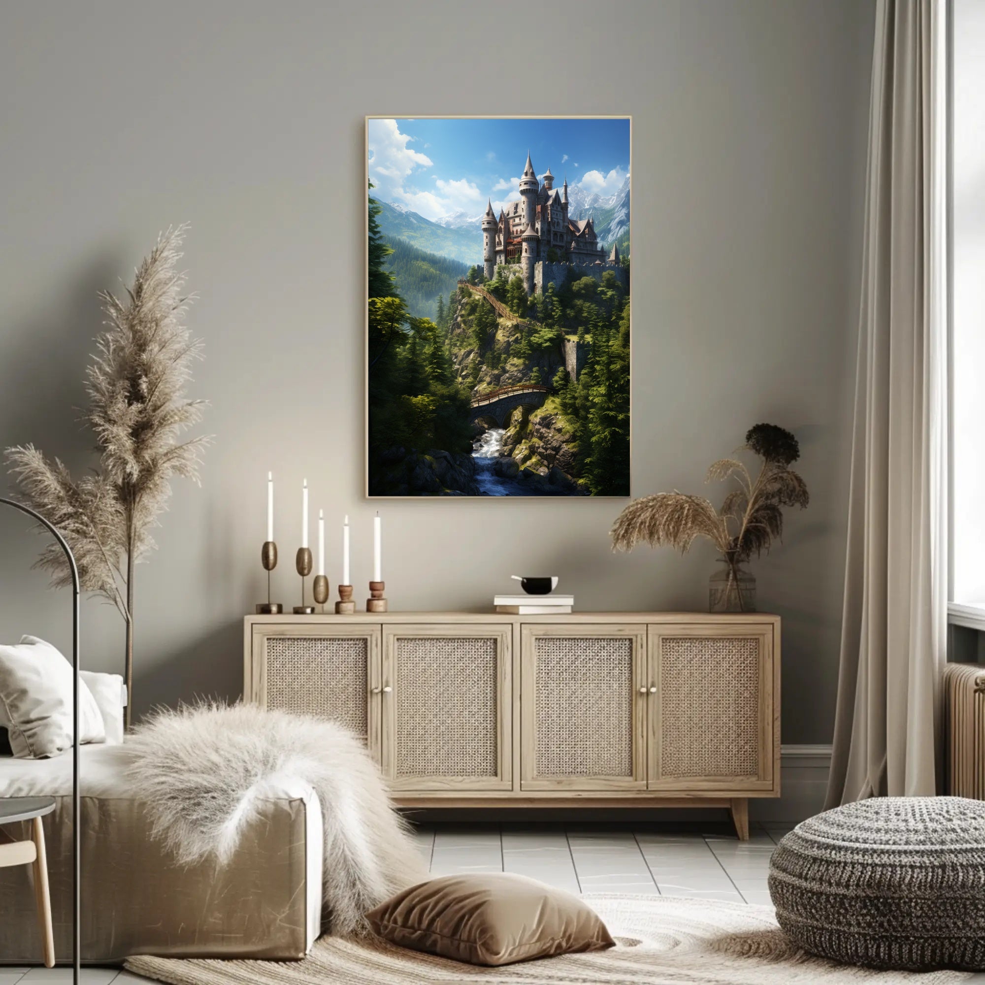 Enchanted Castle In The Mountains Poster PosterGoat