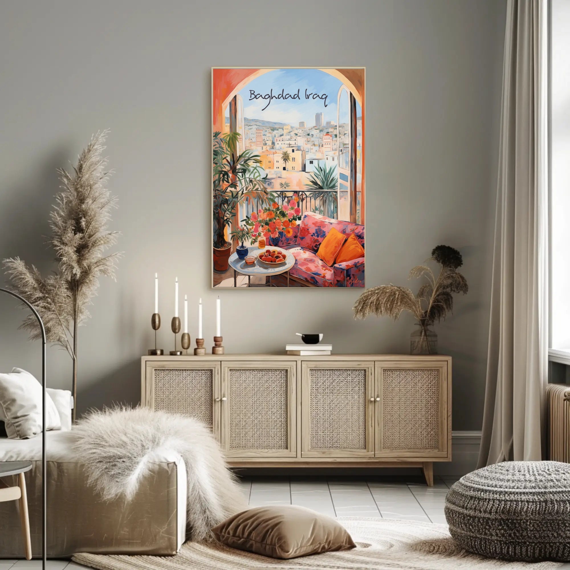 Baghdad Balcony View: Urban Serenity Poster