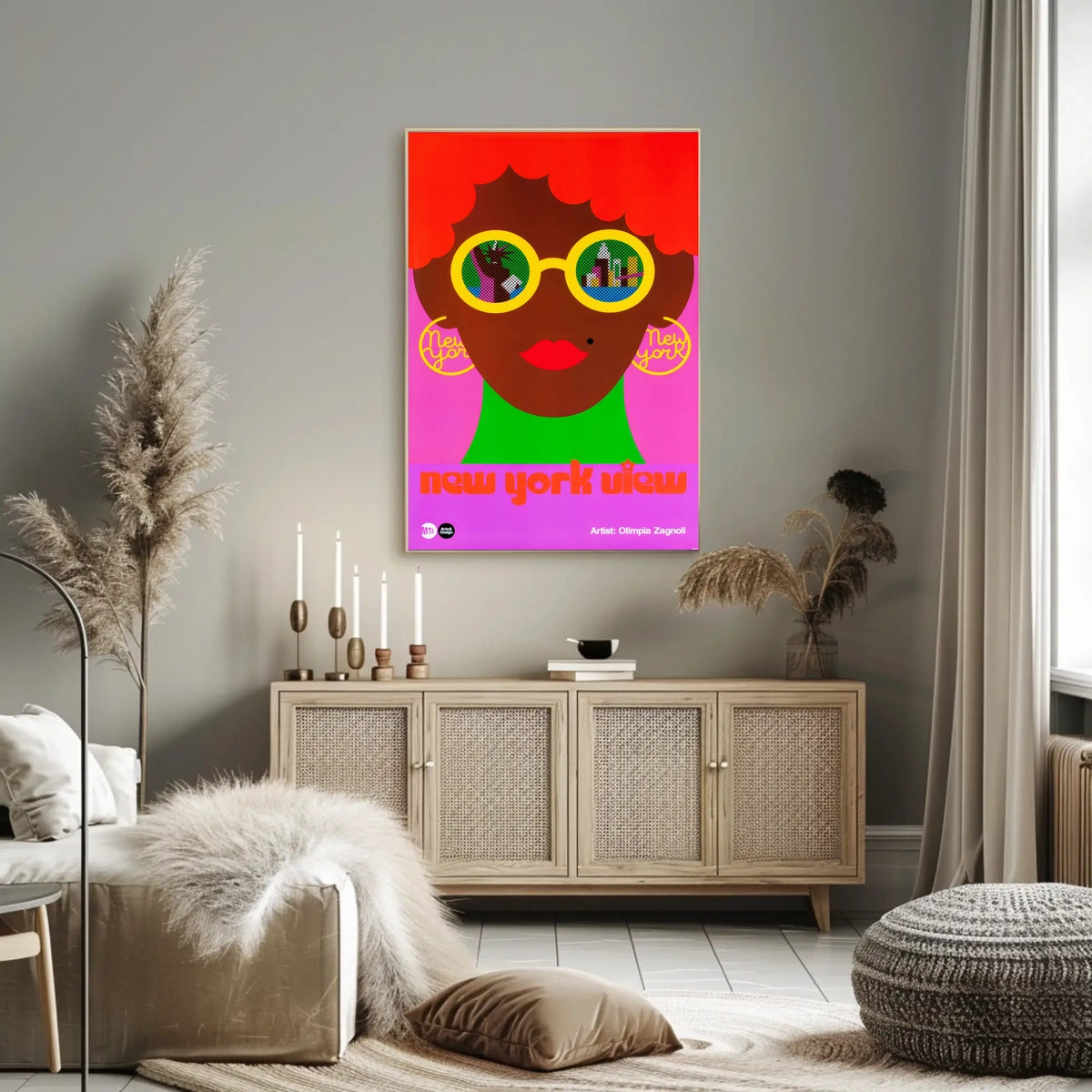 New York City Vibrant Pop Art Poster Abstract Wall Art