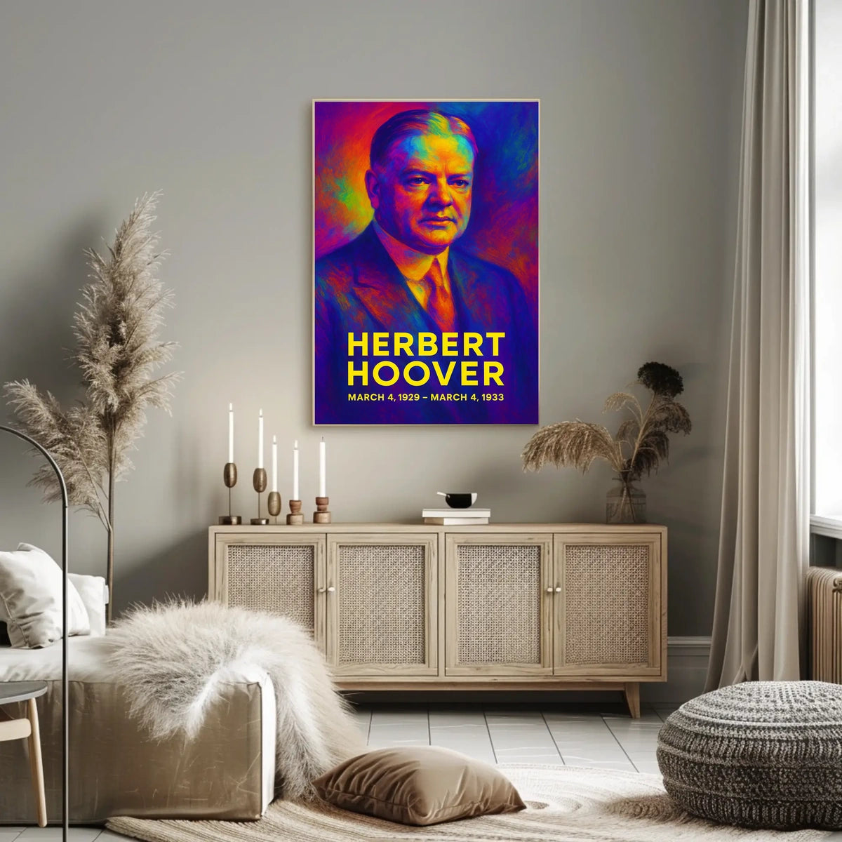 Herbert Hoover 31st President of the United States Neon Gradient Overlay Poster