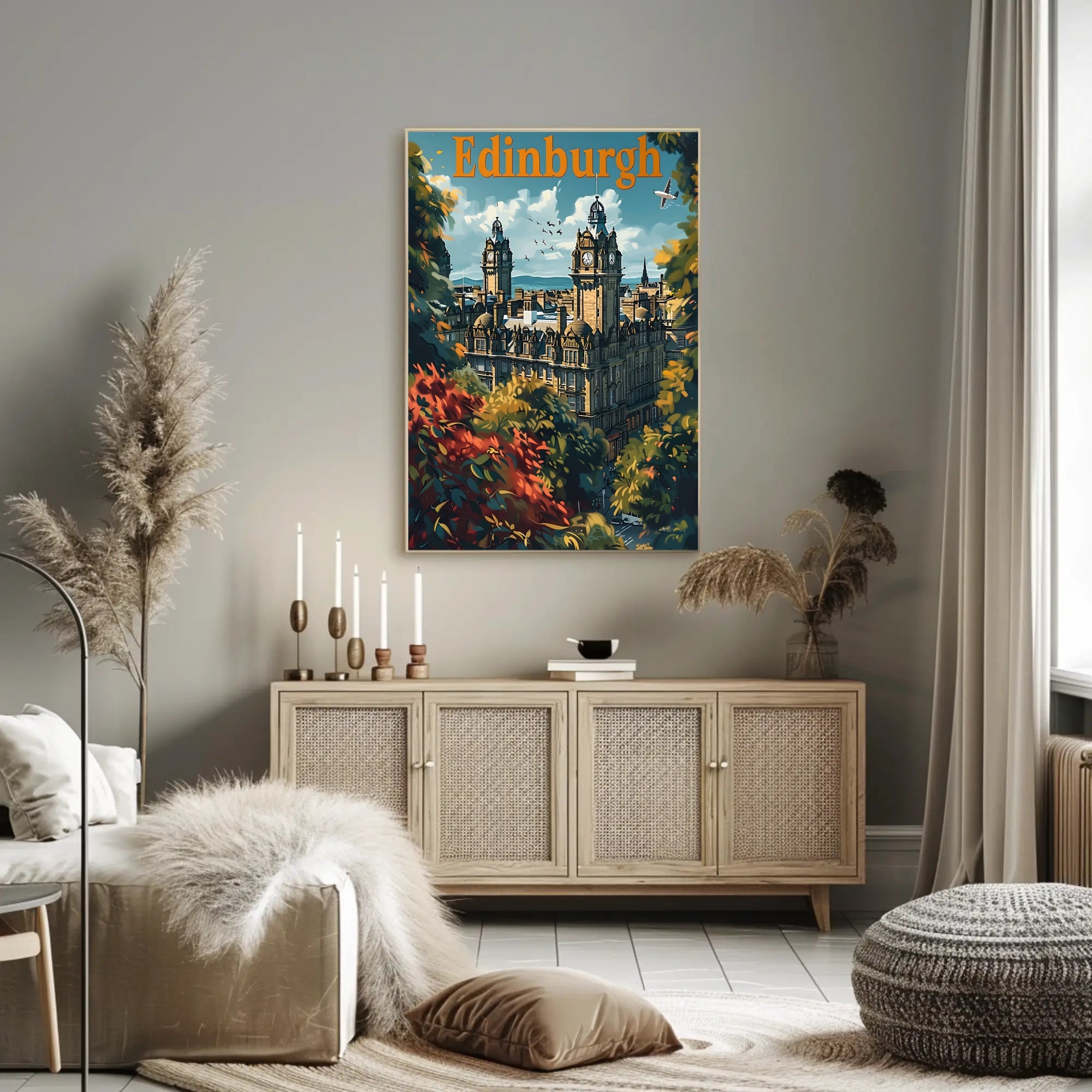 Edinburgh Cityscape Travel Poster