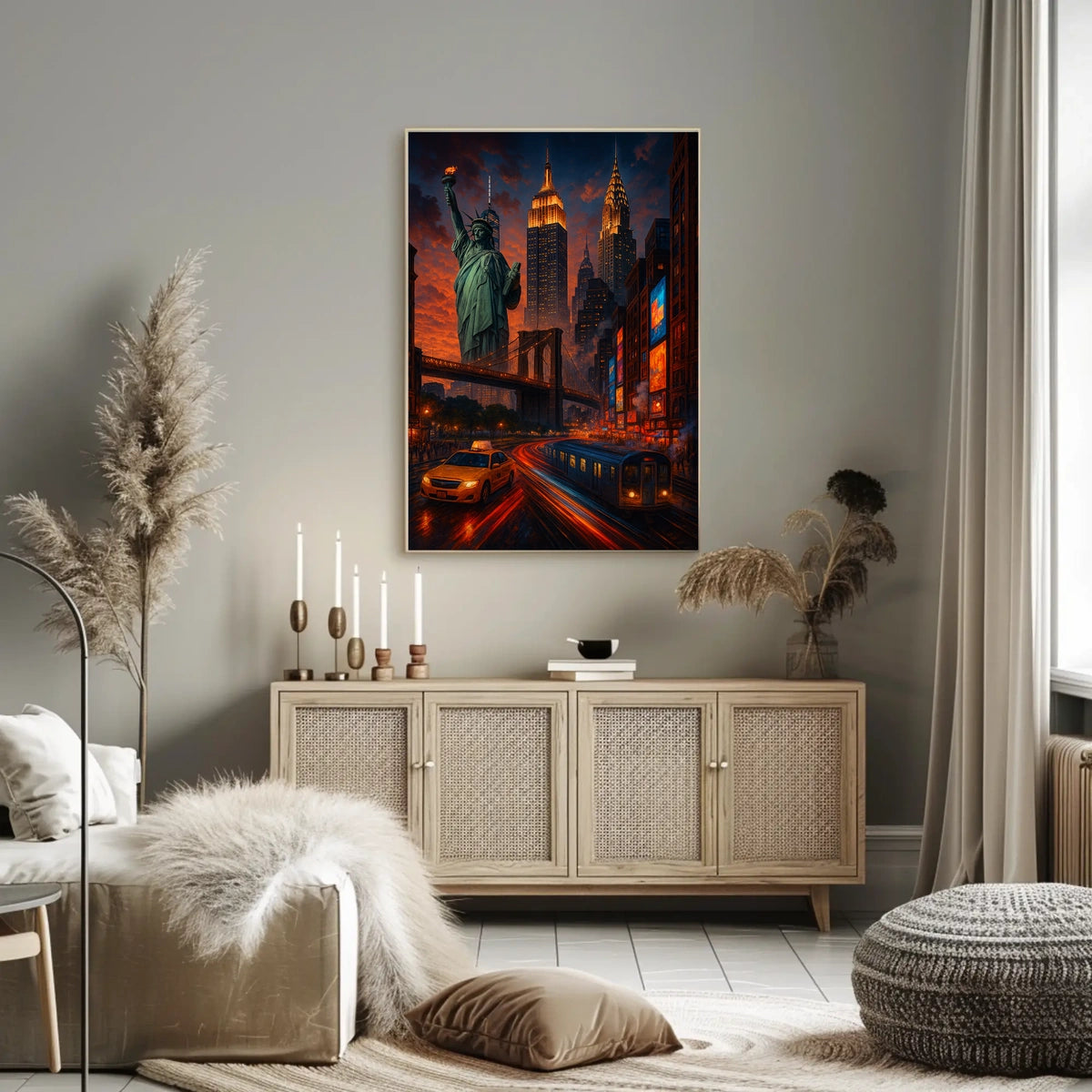 New York City Vibrant Urban Scene Poster Modern Wall Art