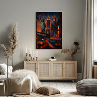 New York City Vibrant Urban Scene Poster Modern Wall Art
