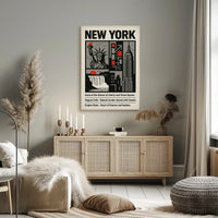 New York Landmarks Poster Modern Travel Skyline Wall Art