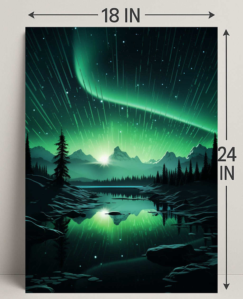 Aurora Over Tranquil Landscape Poster