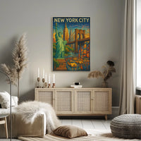 New York City Mosaic Poster Vibrant Urban Art Lovers