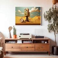 Surreal Dreamlike Landscape with Elevated House Artistic Poster