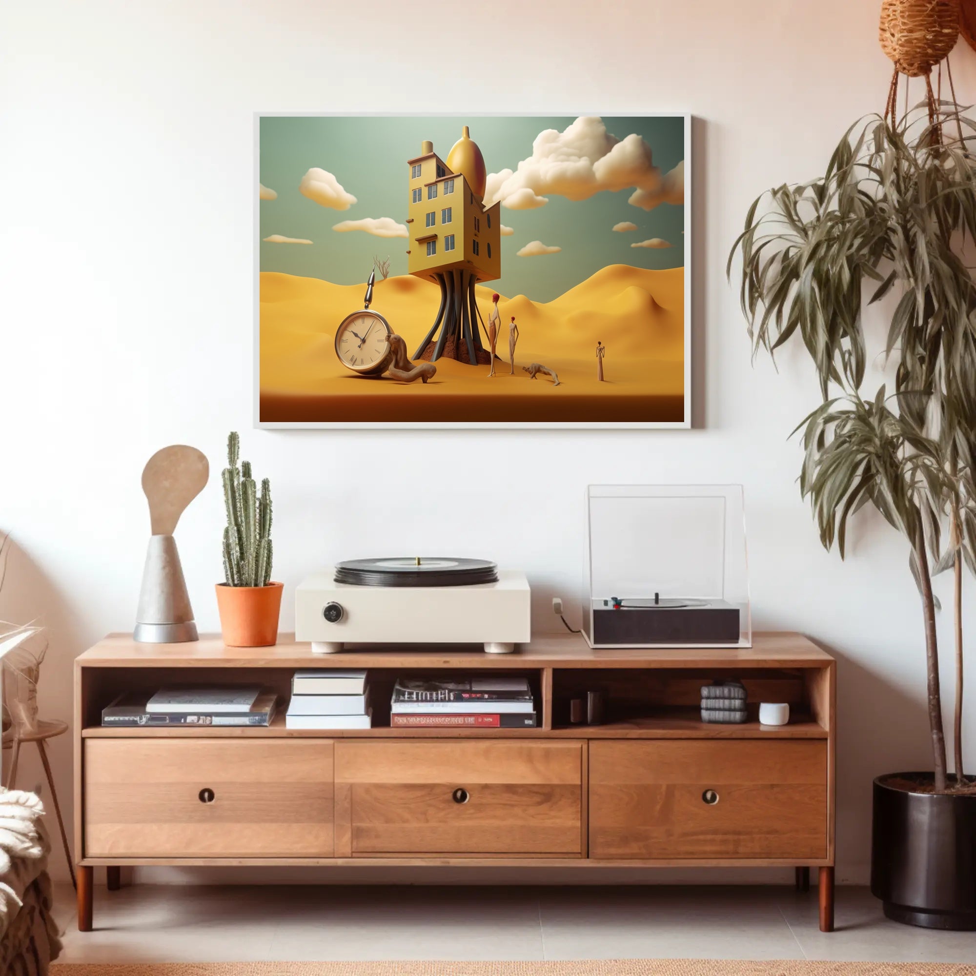 Surreal Dreamlike Landscape with Elevated House Artistic Poster