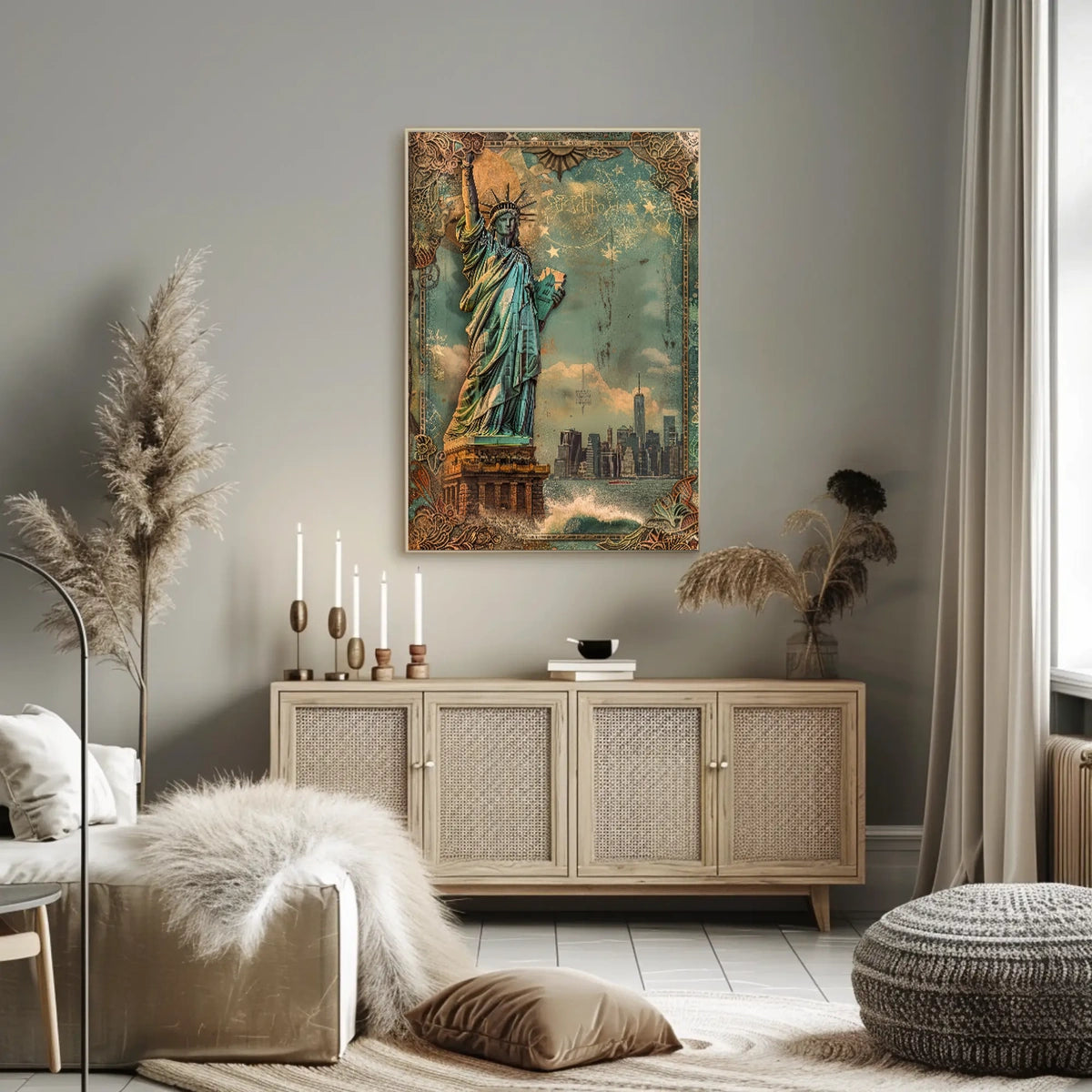 Statue Of Liberty American Heritage Poster Vintage Wall Art